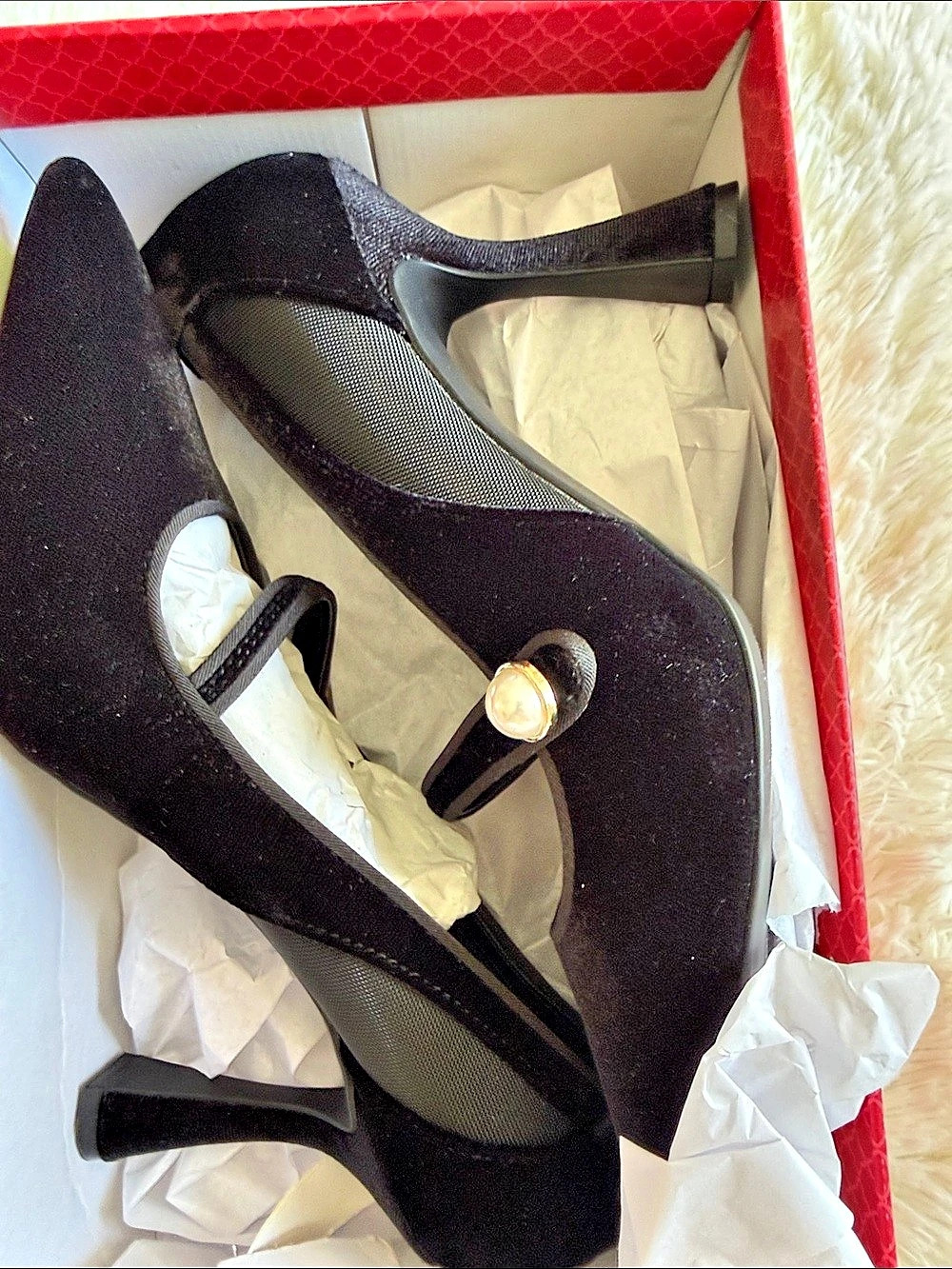 Velvet Mary Jane Heels Black US 9